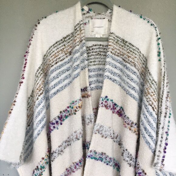 Anthropologie Fringe Kimono Cardigan Sweater OS Open Front Shunky Oversize Boho - Picture 4 of 16